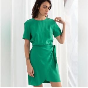 & OTHER STORIES Tie Up Mini Wrap Dress